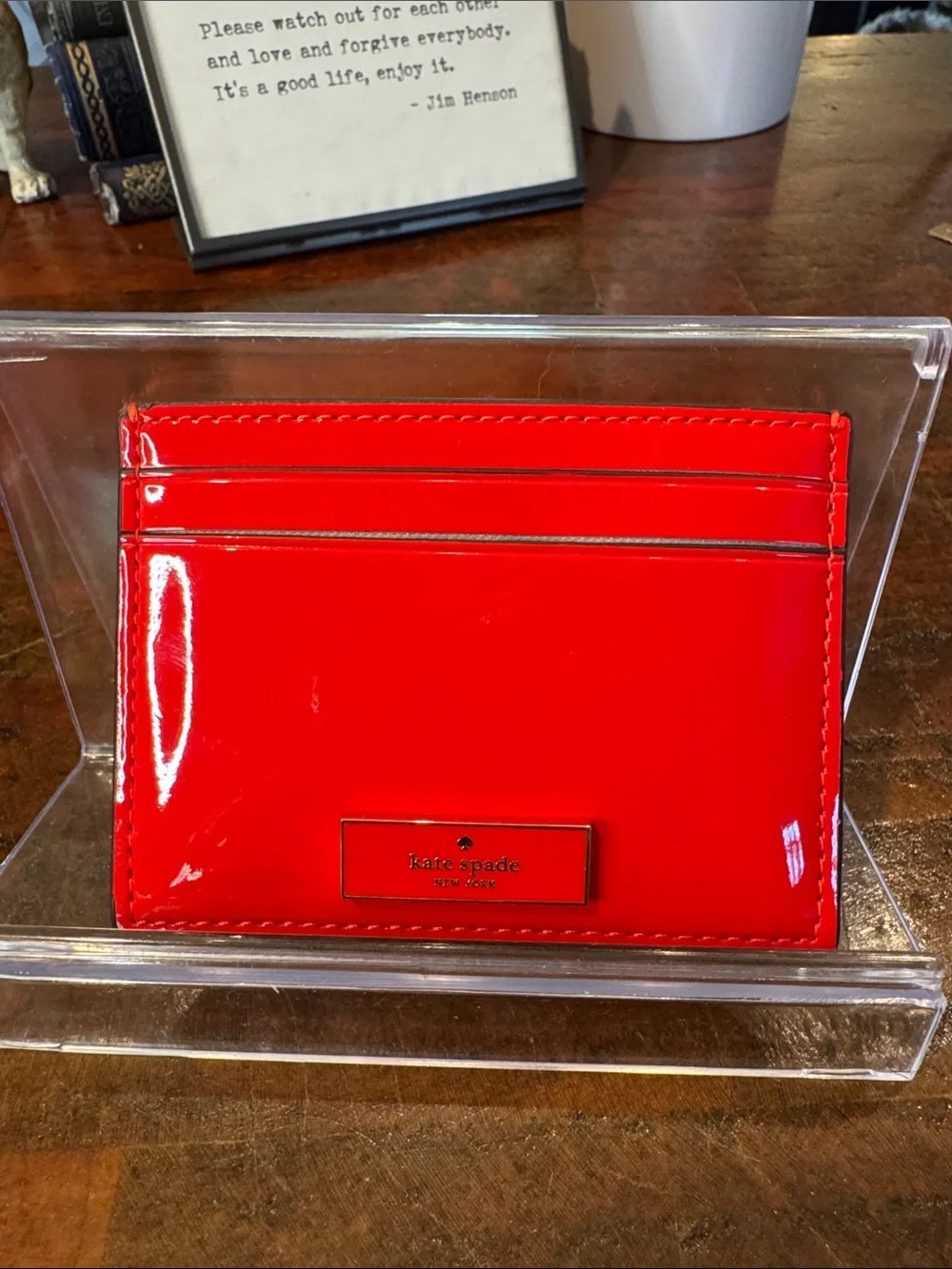 kate spade red patent card case